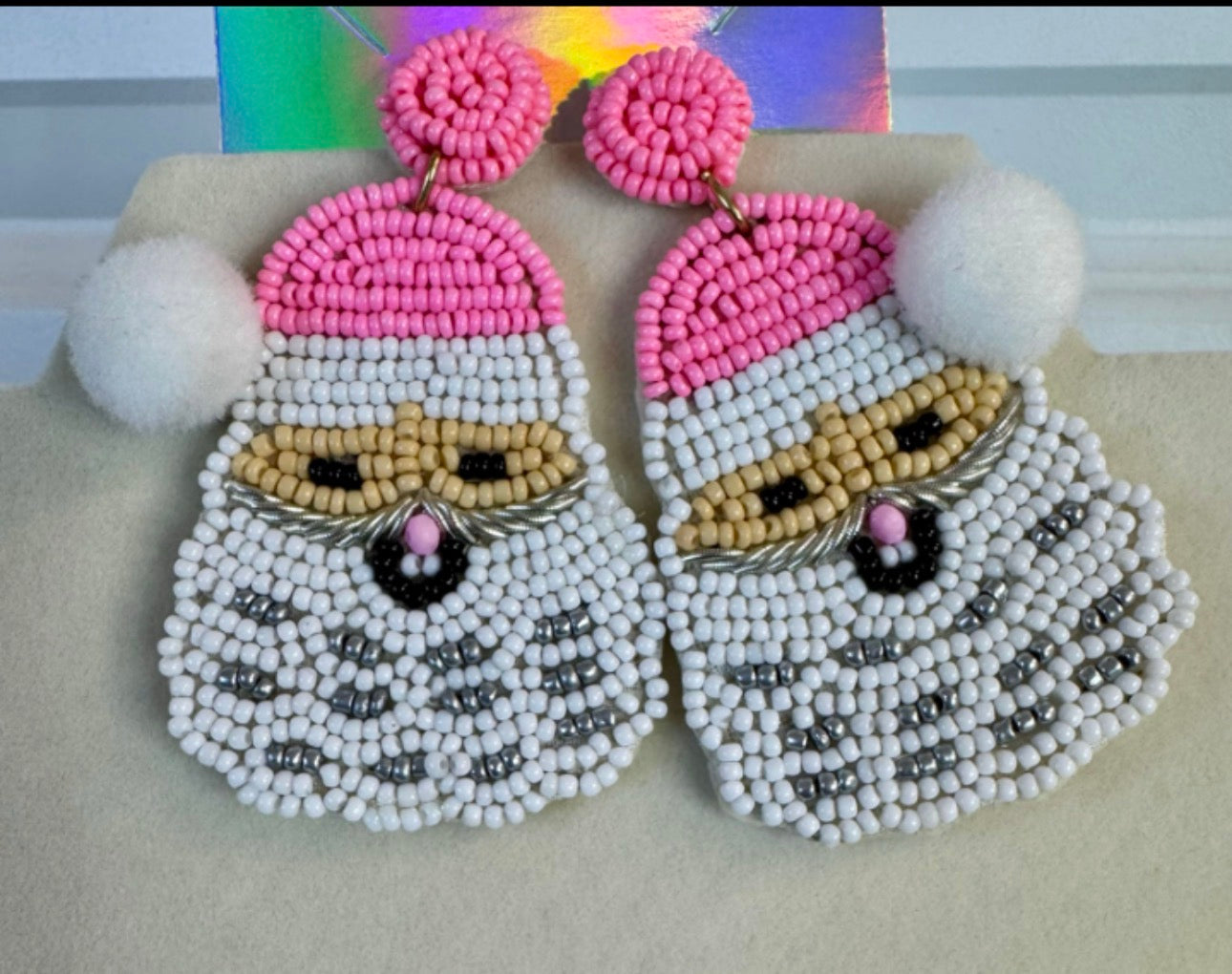 Pink Santa Hat Earrings