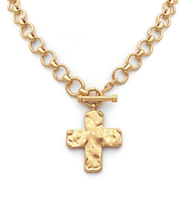 Chunky Cross & Chain Toggle Necklace