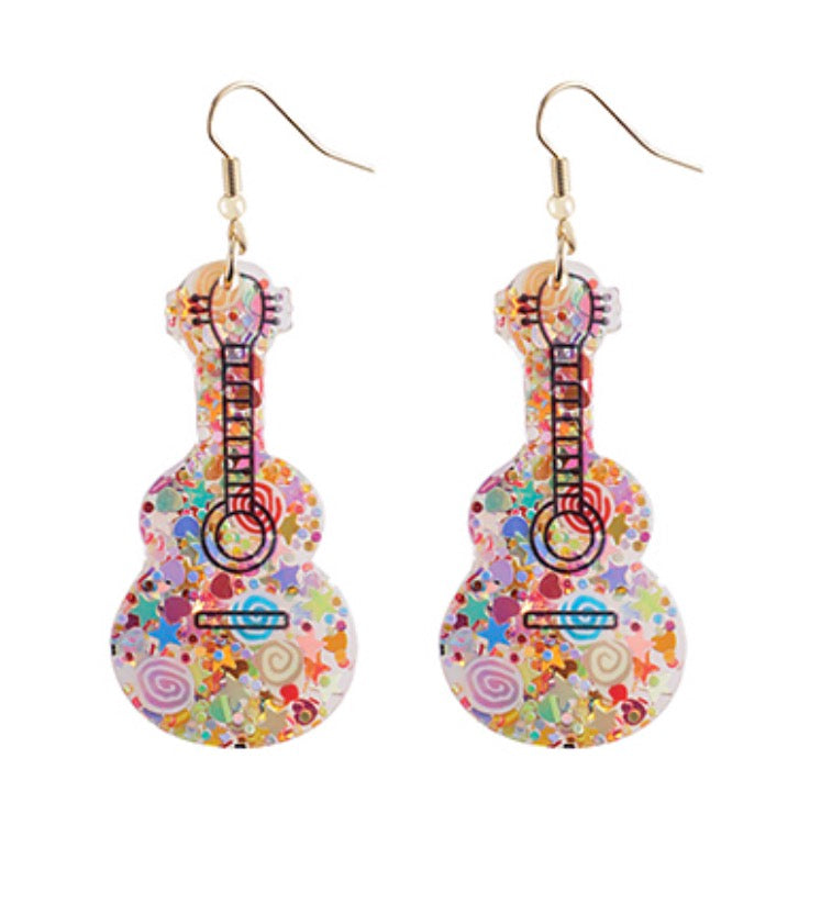 Confetti Guitar Dangle Earrings
