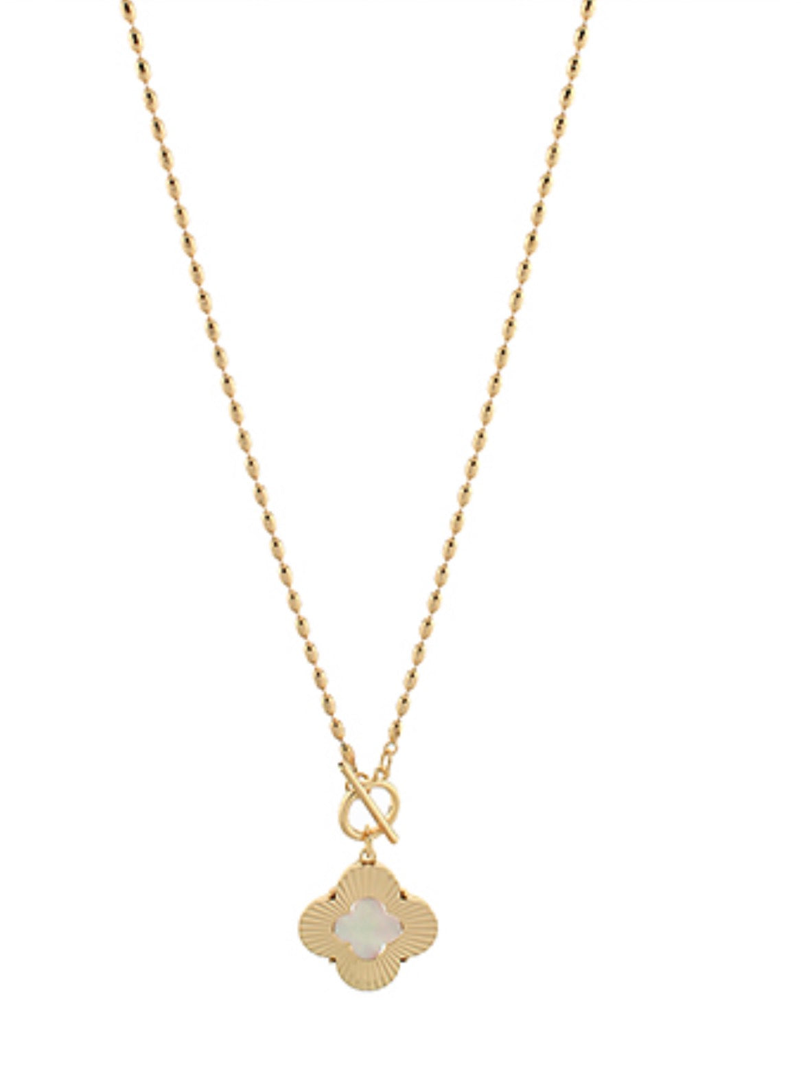 Textured Clover Toggle Necklace