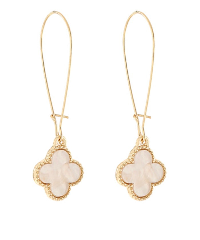 White and Gold Pendant Earrings