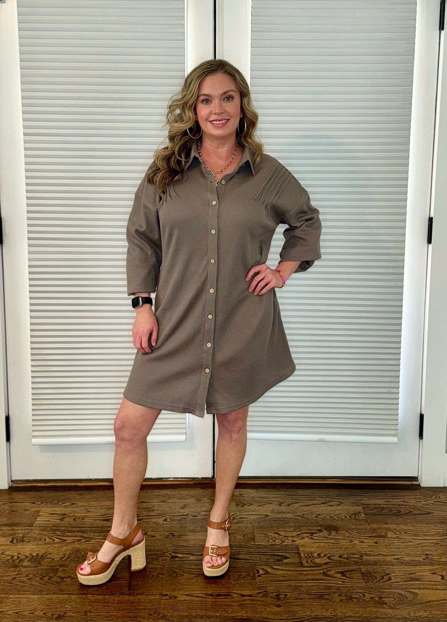 Waffle Knit Tunic Dress