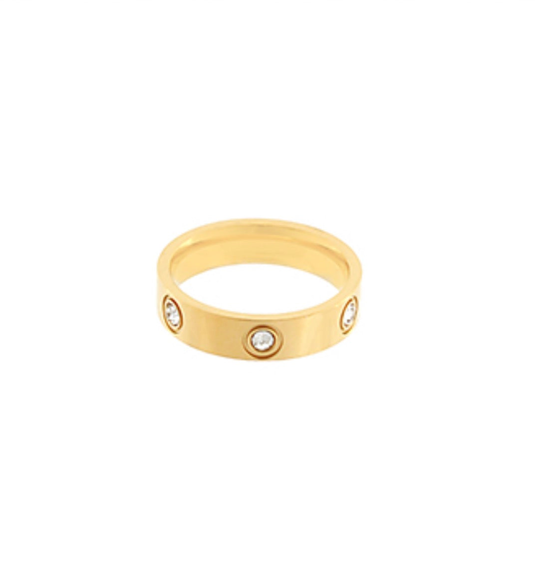 Pave Crystal Station Gold Ring