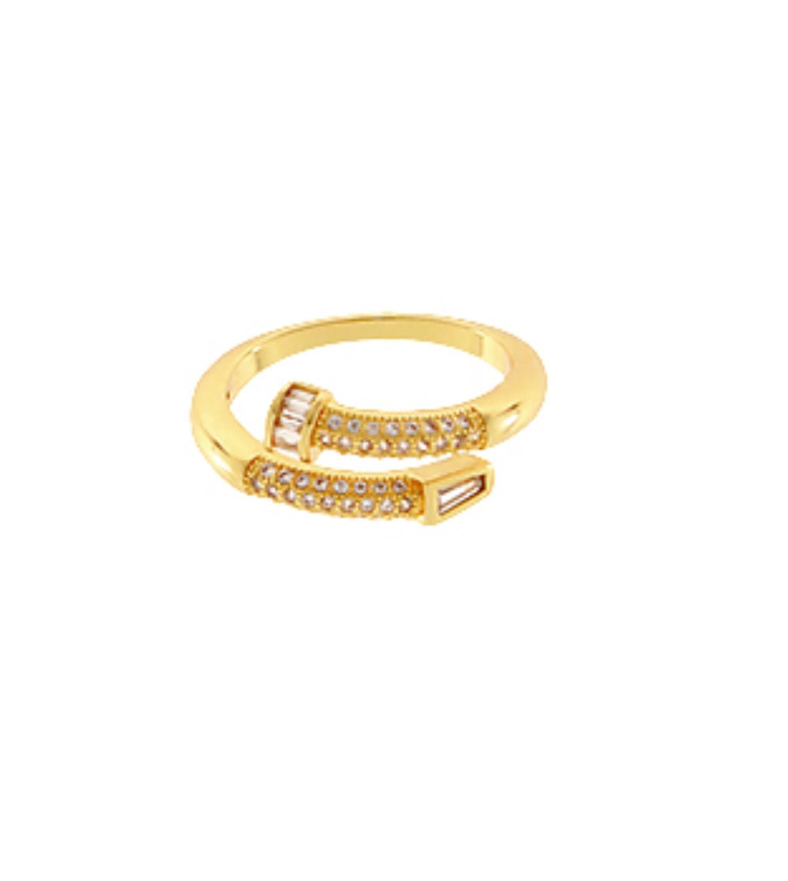 Adjustable Nail Baguette Gold Ring