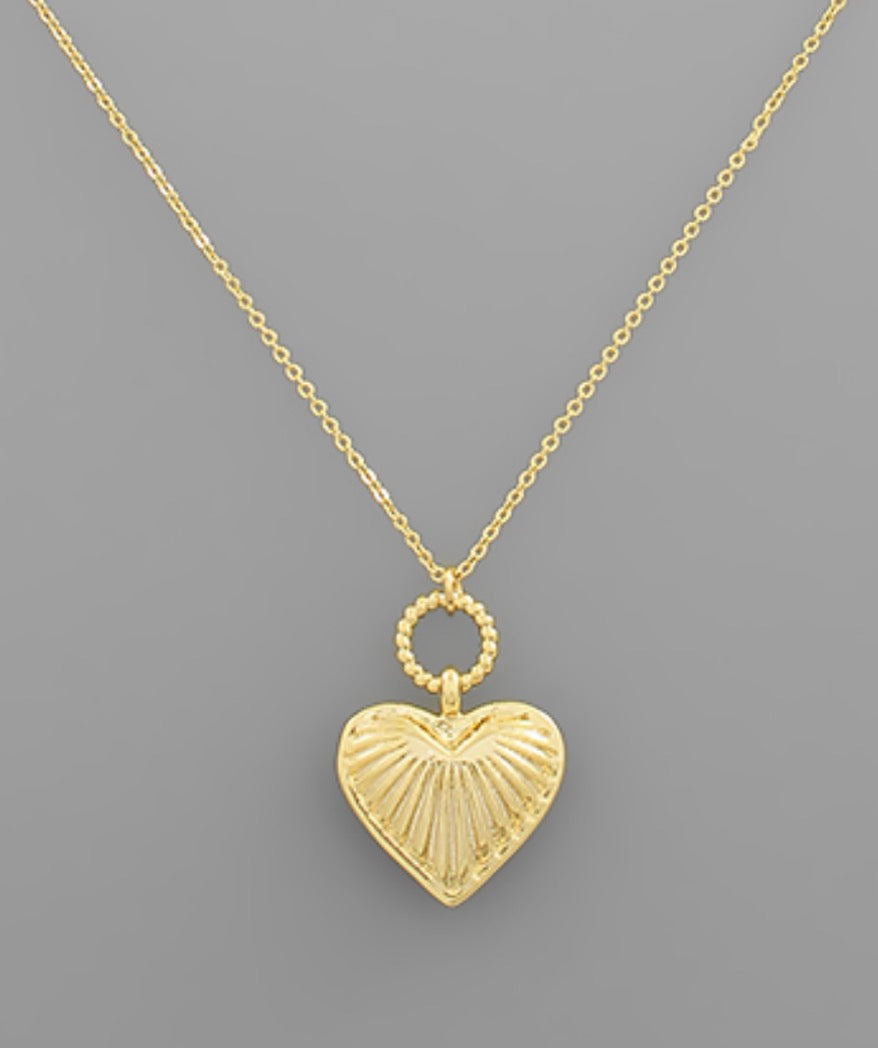 Textured Heart Pendant Necklace