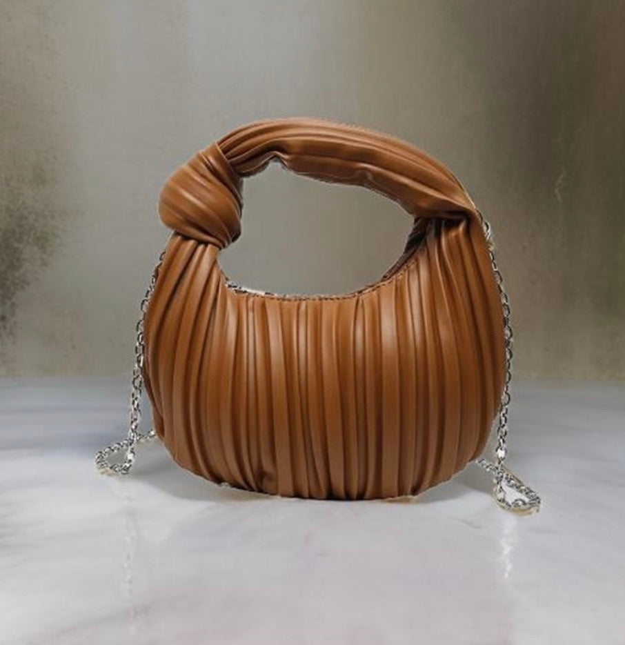 Vegan Leather HOBO Pleated Shoulder Handbag
