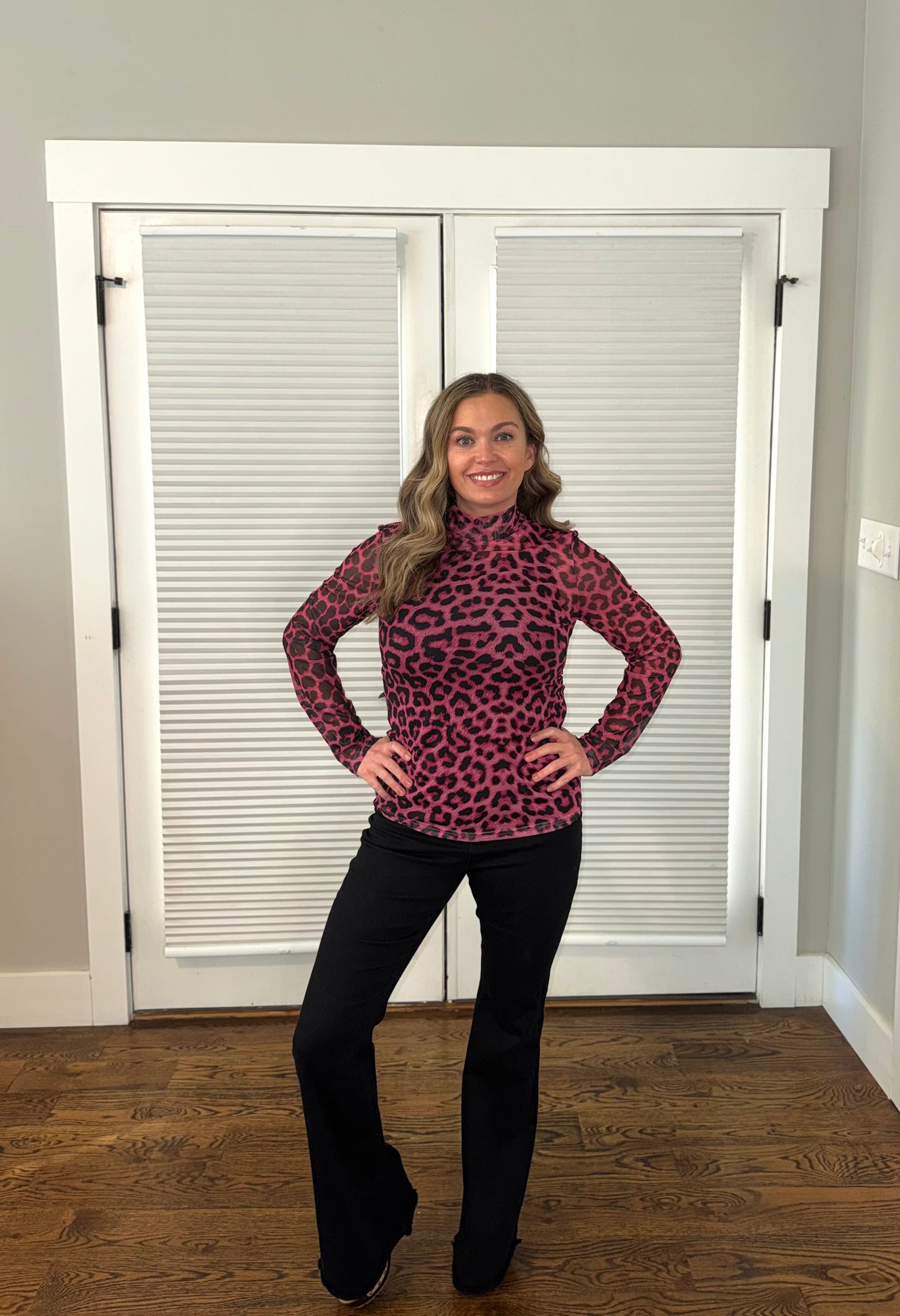 Leopard Print Sheer Mesh Top