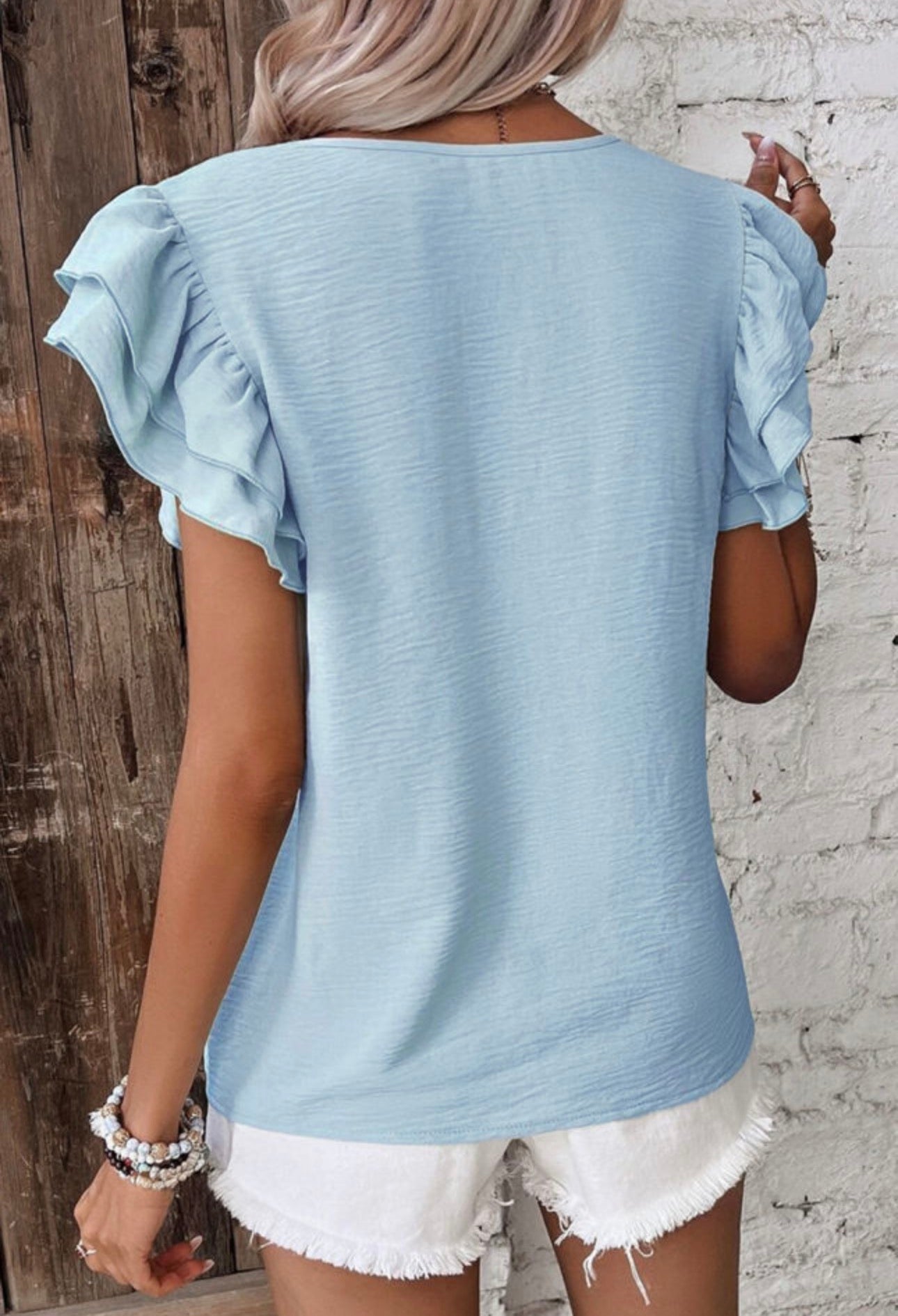 Blue Ruffle Top