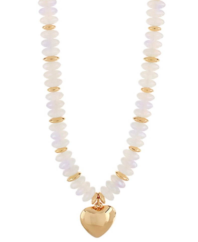Mable Wide Beaded Heart Necklace