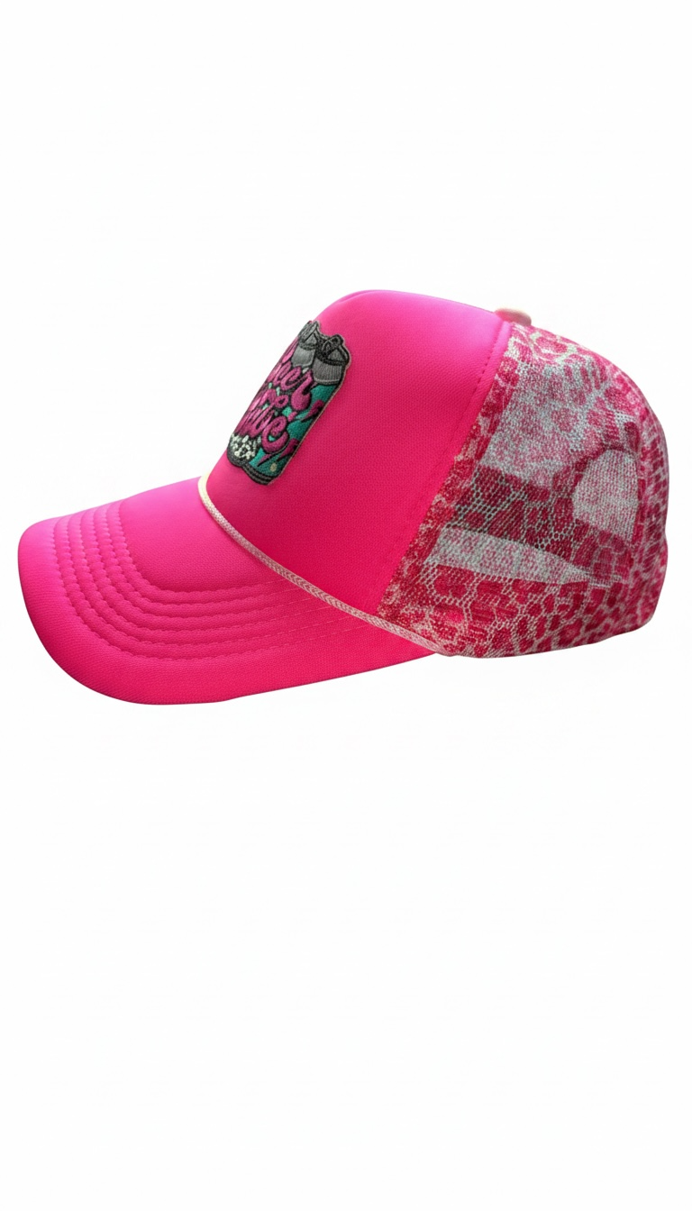 Hot Pink Leopard Print Beer Babe Trucker Hat