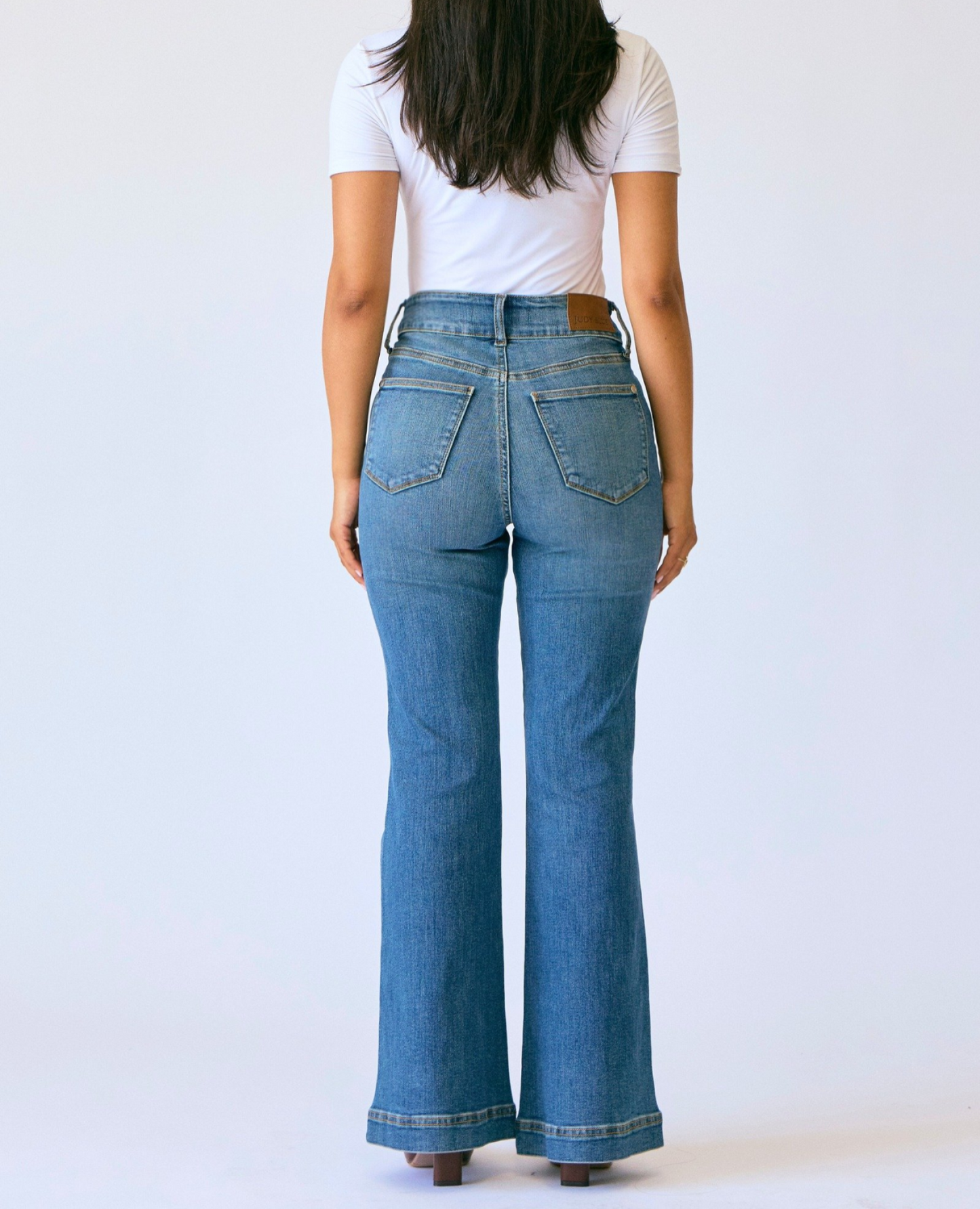 Judy Blue High Waist Petite Tummy Control Double Button Flare