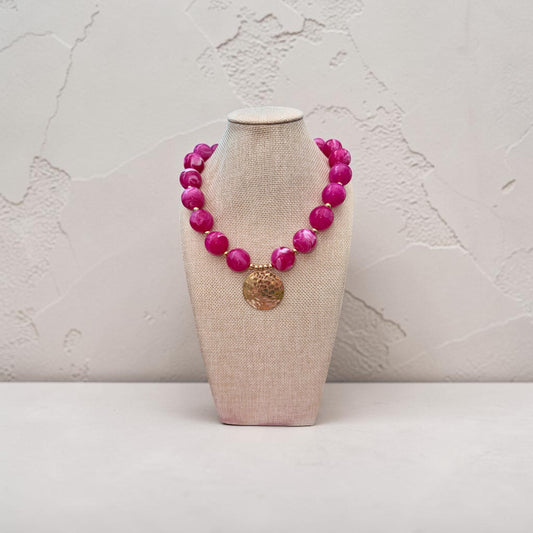 Beaded Gold Disk Necklace