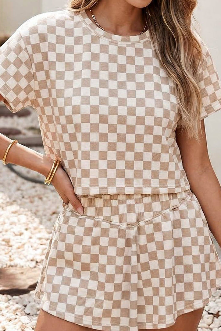 Checkerboard Matching Skort Set
