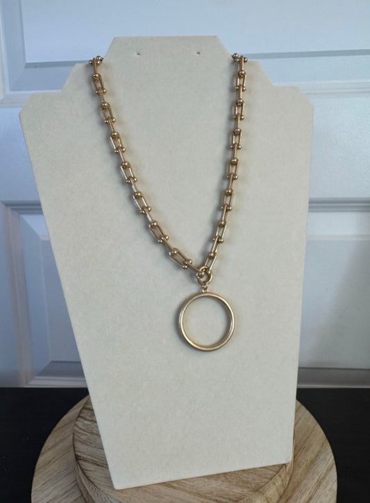 Matte Gold Circle Necklace