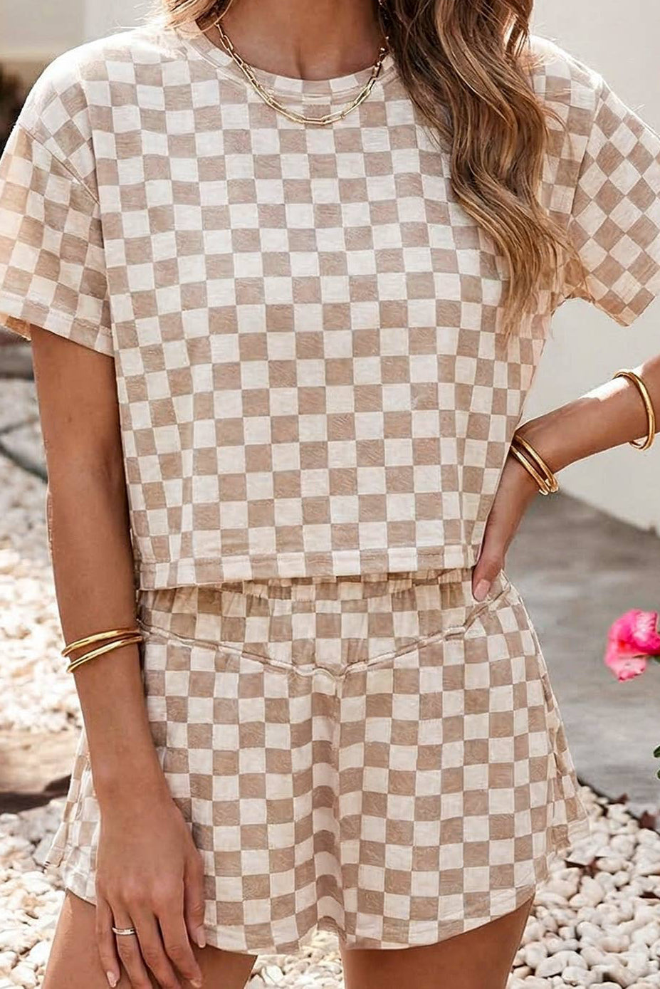 Checkerboard Matching Skort Set