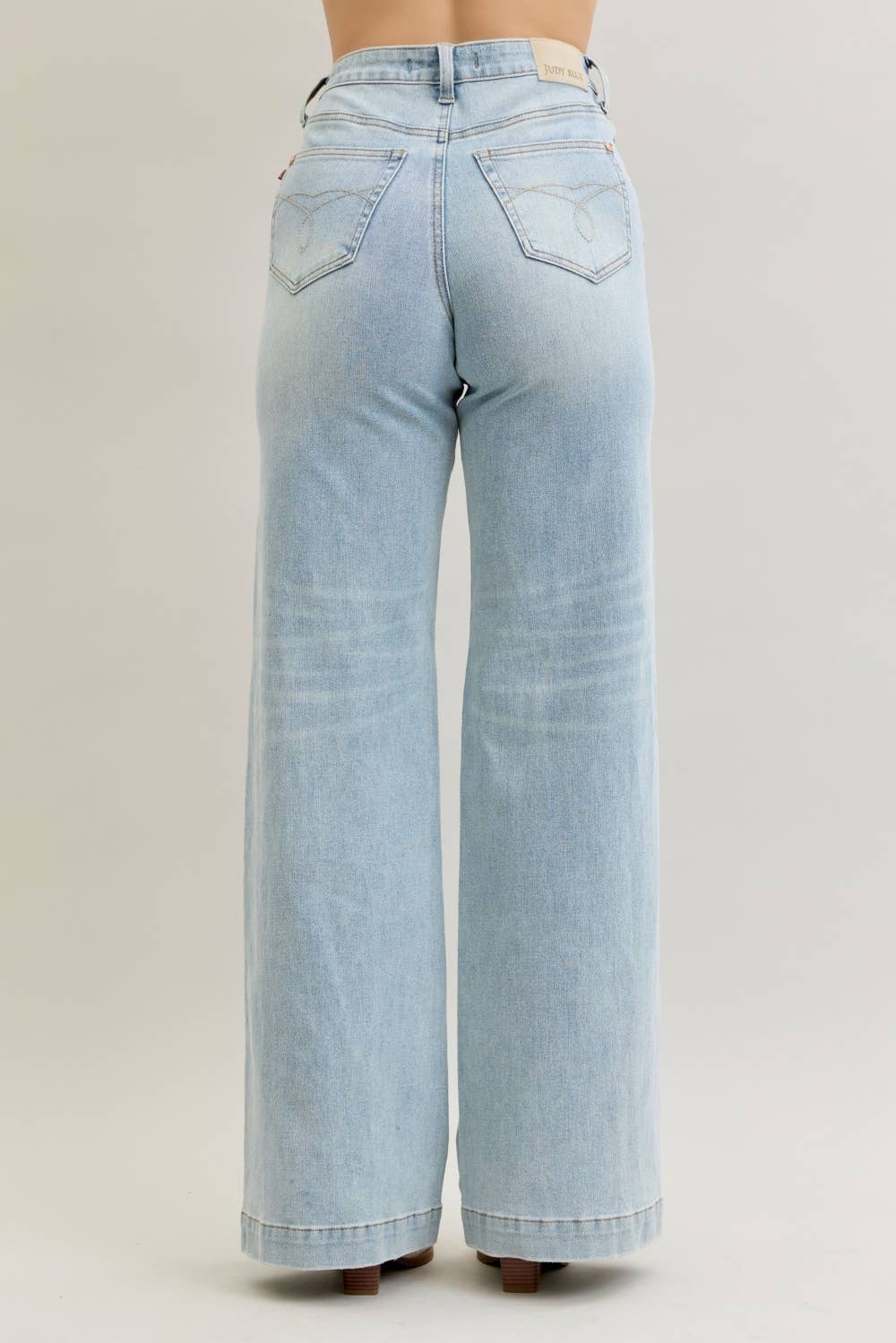 Judy Blue HW Retro Wide Criss-Cross WB Mild Destroy