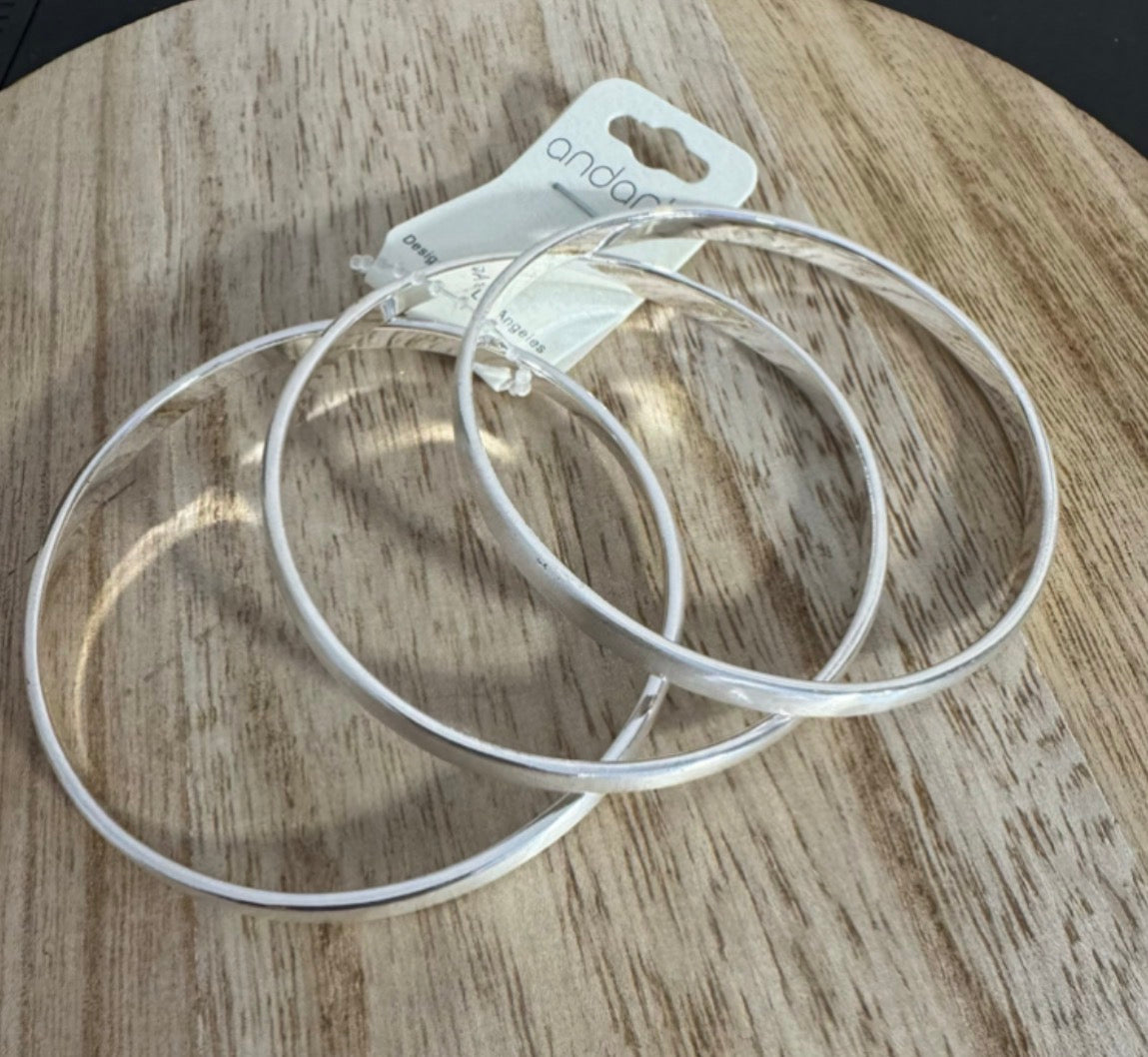 Thin 3pc Silver Bangle Set