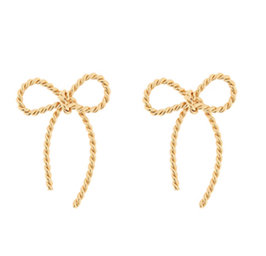 Textured Metal Bow Stud Earrings