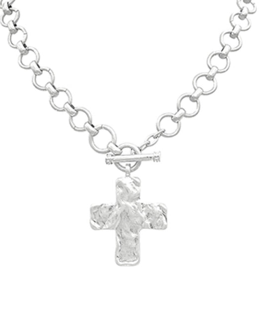 Chunky Cross & Chain Toggle Necklace