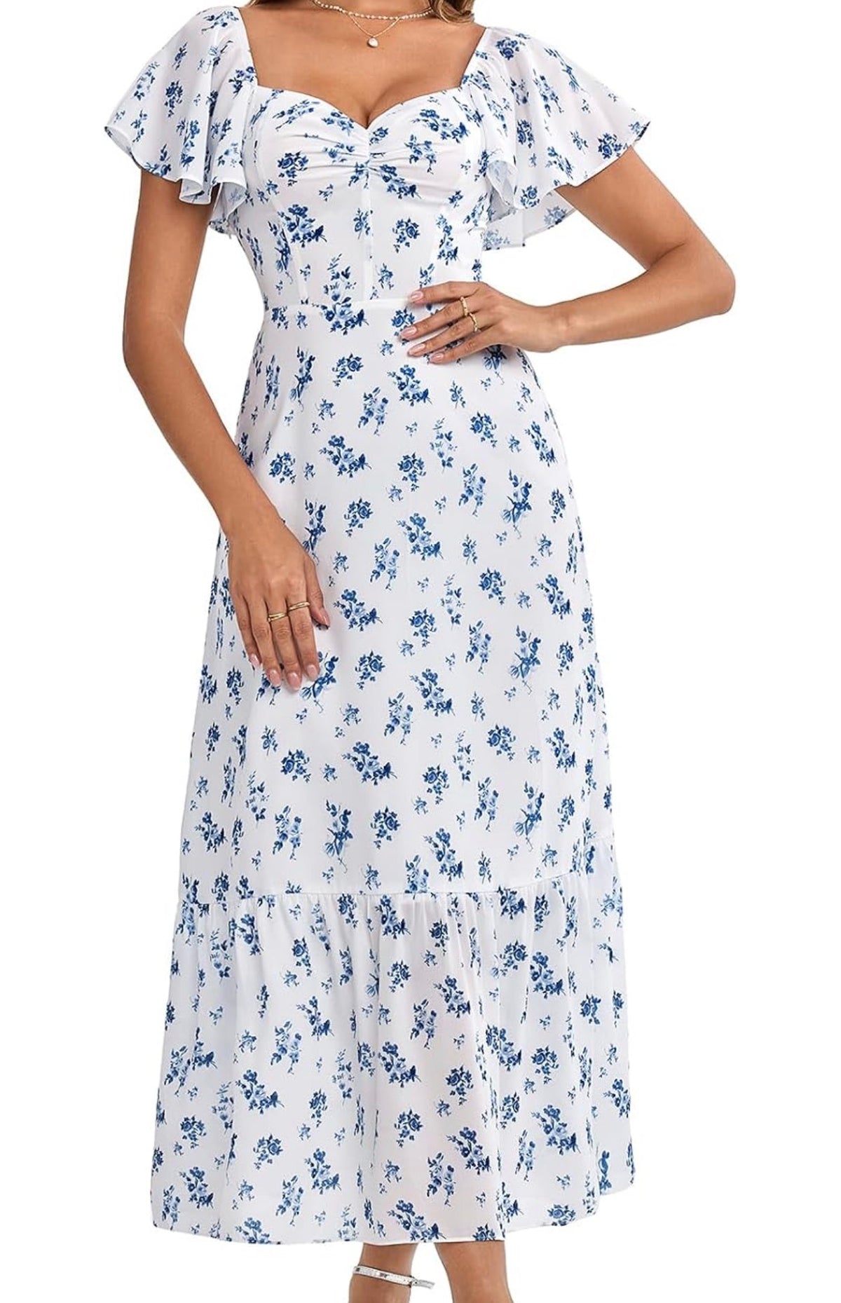 Womens Summer Floral Maxi Flowy Dress