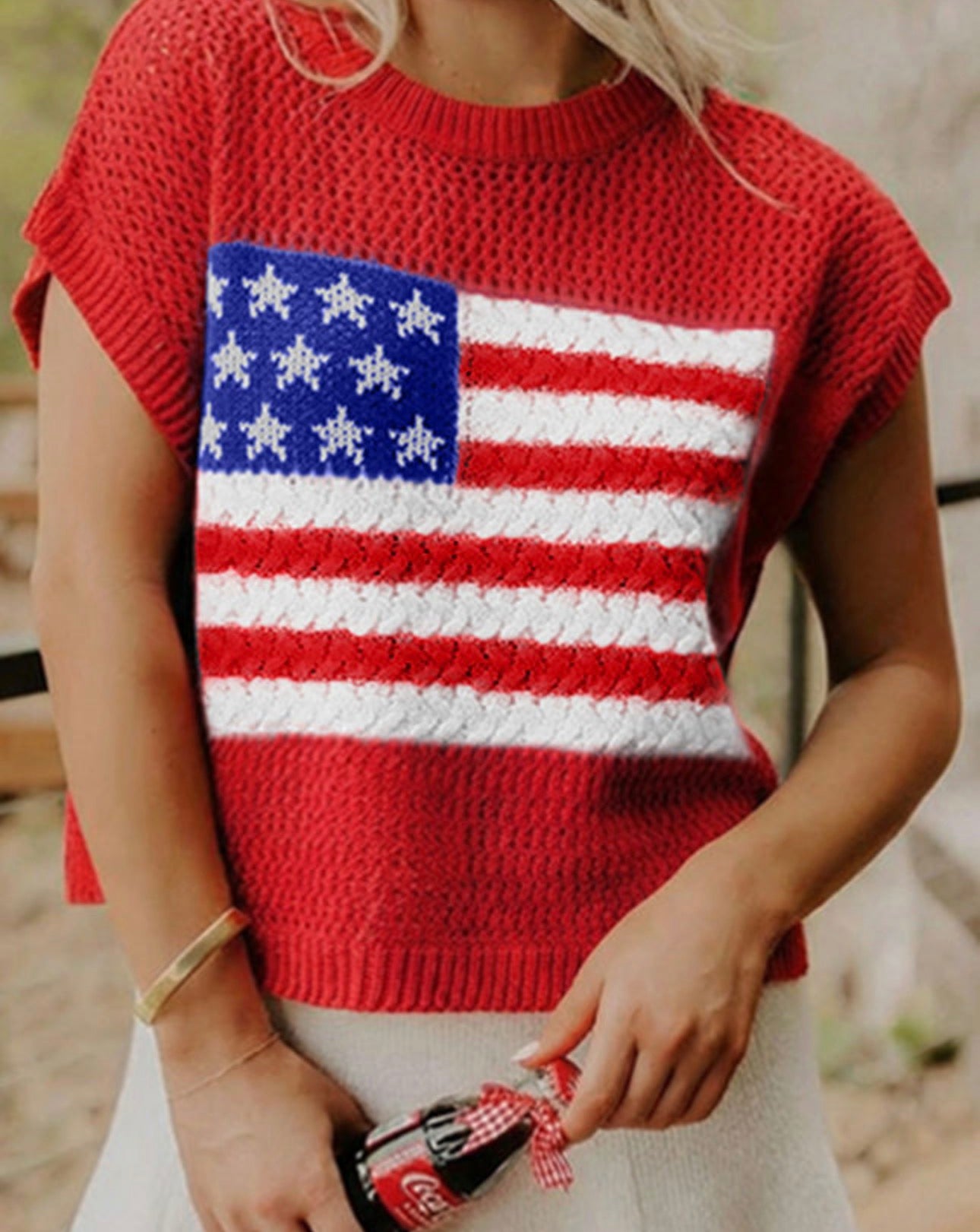 Red Flag Graphic Knit Sweater