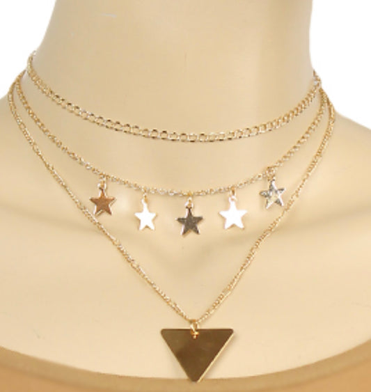 Star & Triangle Layered Choker Necklace