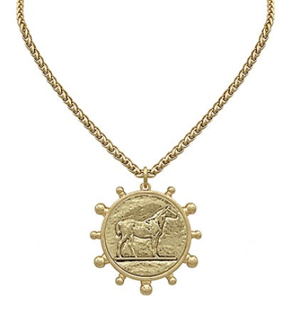 Gold Horse Coin Necklace