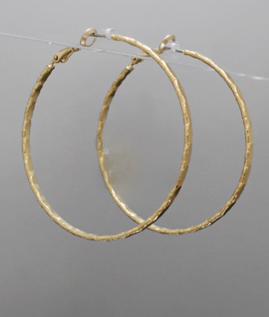 Gold Textured Hoops