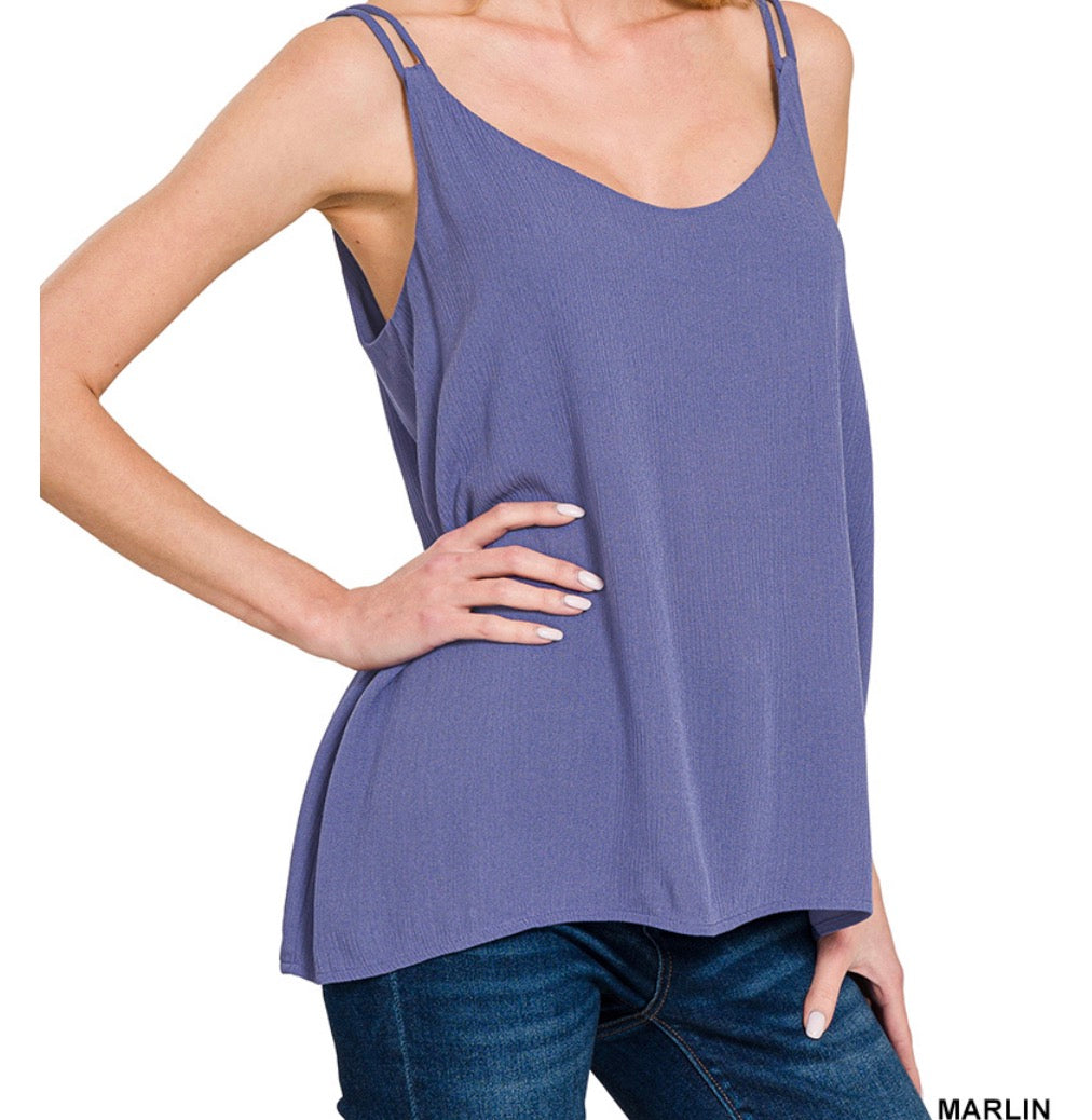 Double Spaghetti Strap V Neck Cami Tank