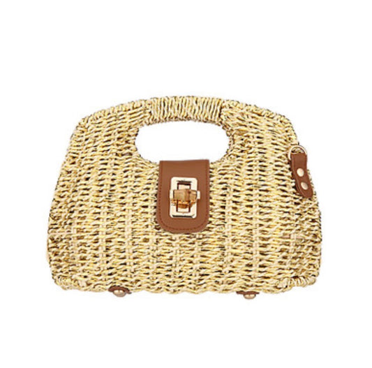 Bamboo Locking Wicker Gold Purse