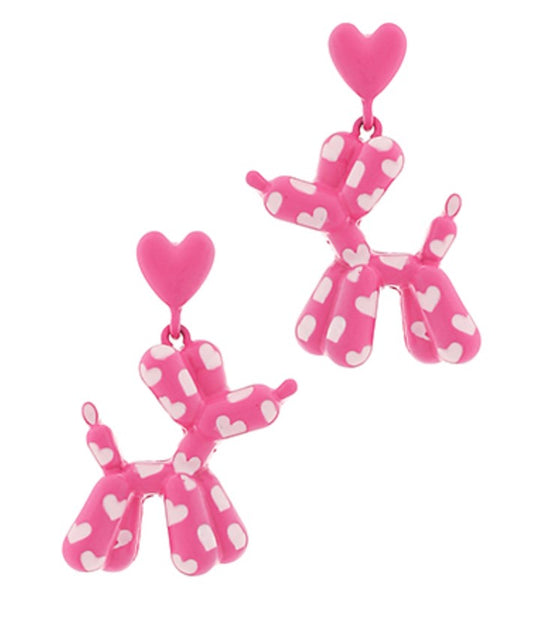 Pink Balloon Dog Earrings