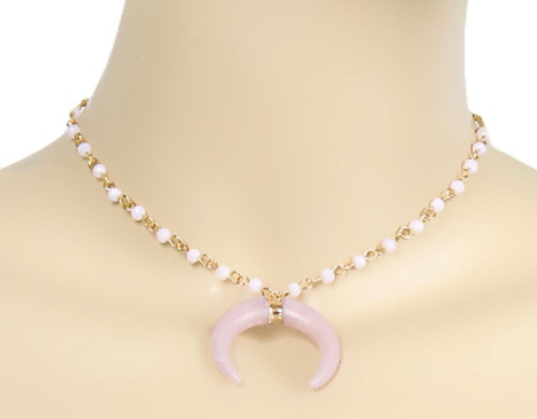Blush Horn Bead Choker