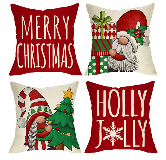 Merry Christmas Gnome Throw Pillow Case Set