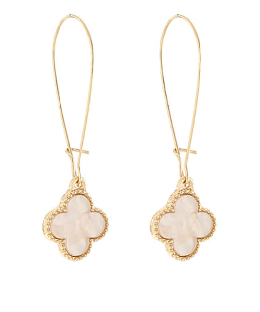 White and Gold Pendant Earrings