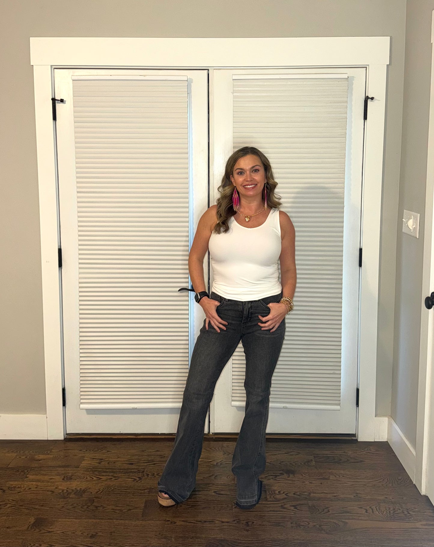 Judy Blue MR Tummy Control Washed Gray Release Hem Flare