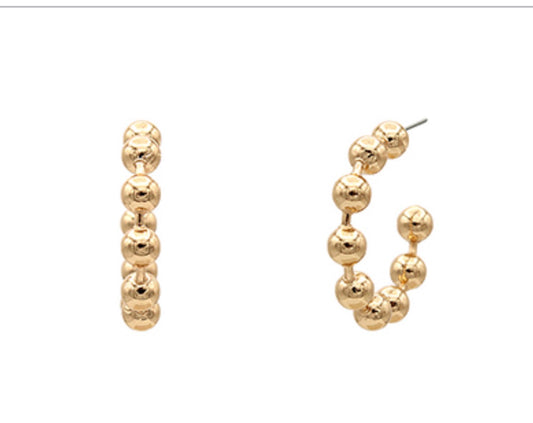 Beads Metal Ball Hoop Earrings