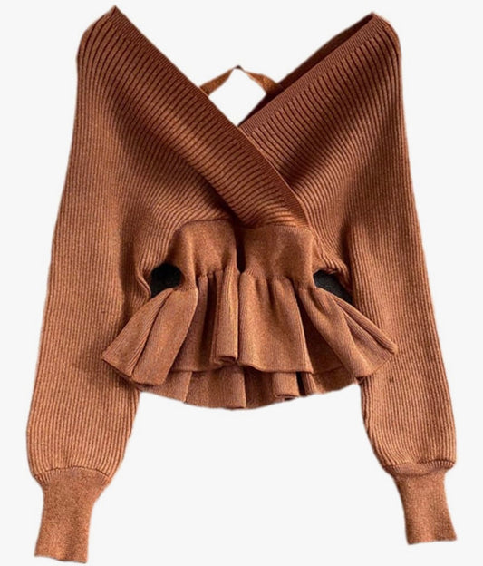 V Neck Fitted Pullover Sweater