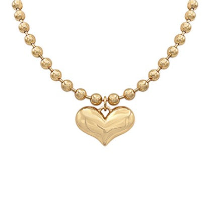 Ball & Chain Puffy Heart Necklace