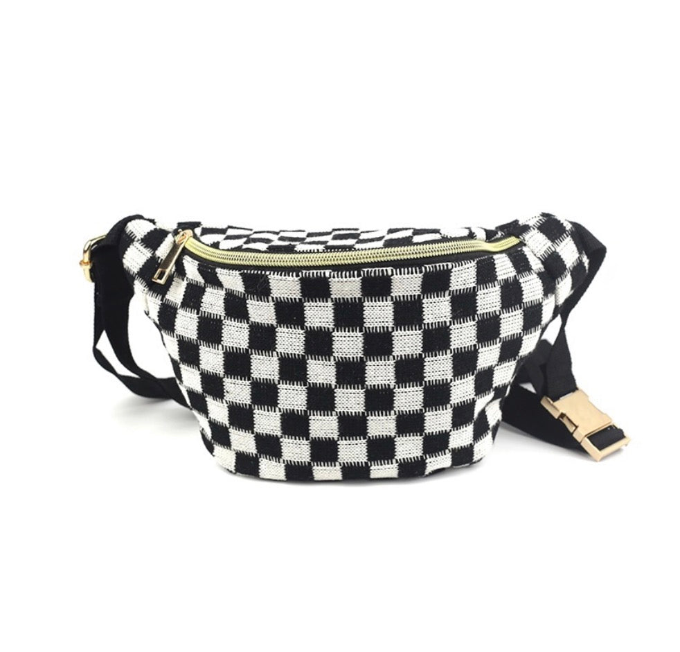 Checkered Waist Crossbody Sling Bag