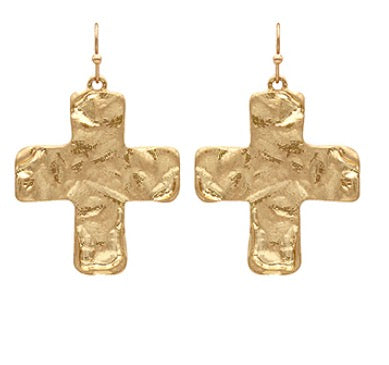 Hammered Casting Cross Earrings