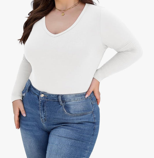 Women’s Plus Size V Neck Fitted Top
