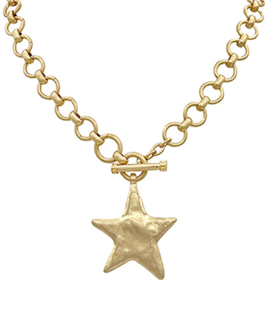 Vintage Hammered Star Necklace