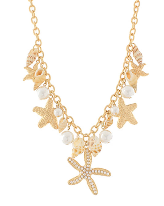 Starfish Pearl Charm Necklace