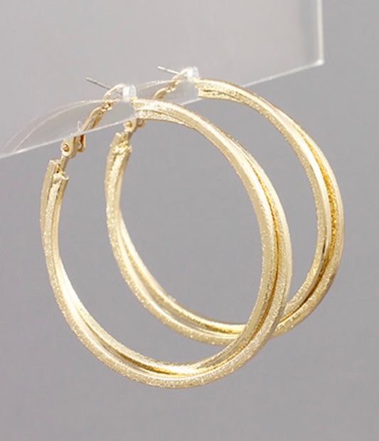 Gold Textured Interlocking Hoops