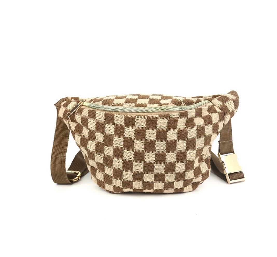 Checkered Waist Crossbody Sling Bag