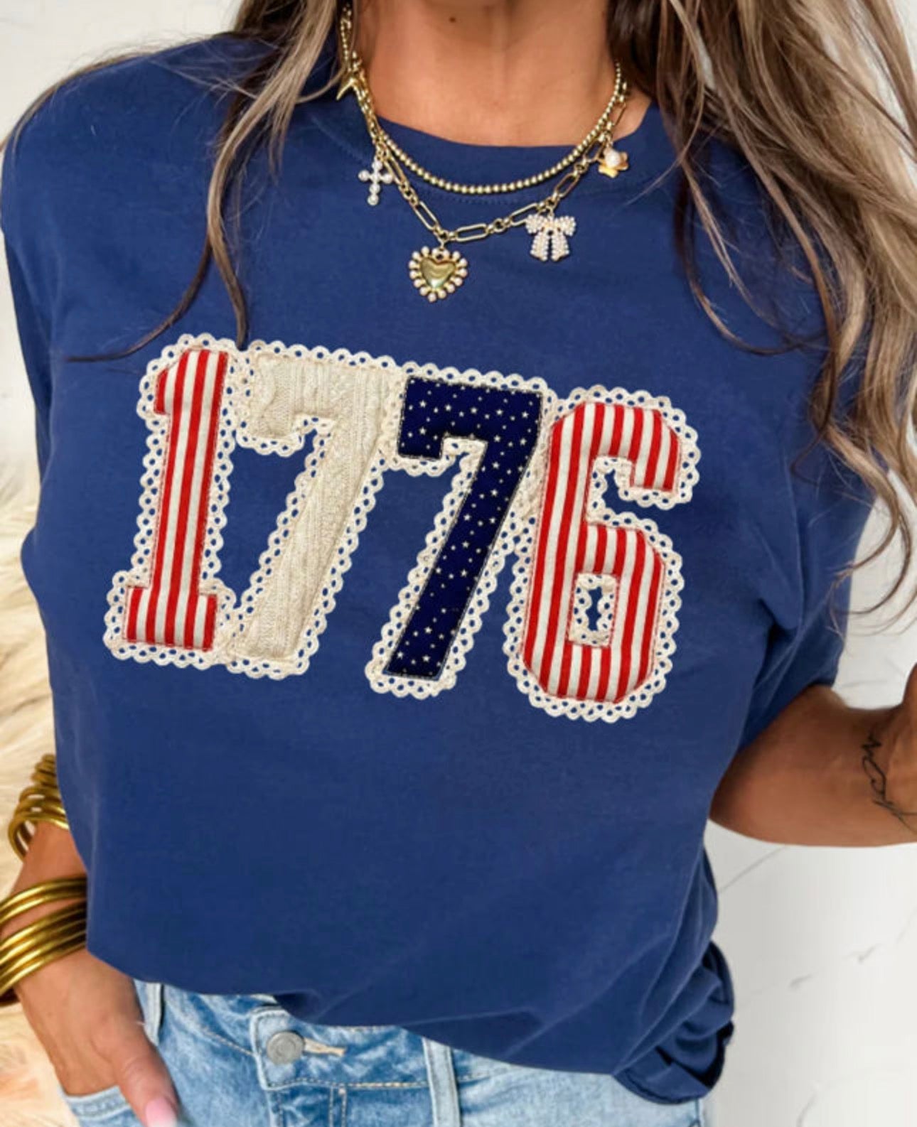 Blue ‘1776’ Patchwork Tee