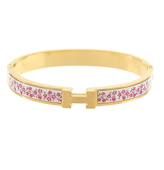 Chic Pink Floral H Bracket Bracelet