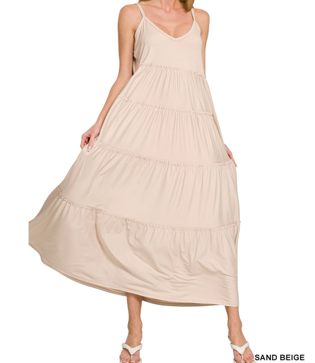 V Neck Cami Maxi Dress with Pockets