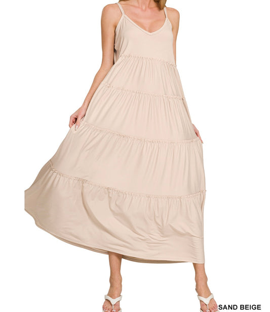 V Neck Cami Maxi Dress with Pockets