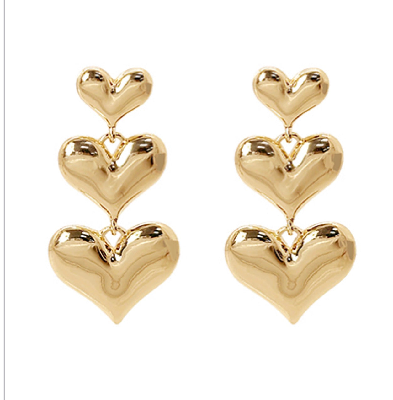 Linked Heart Dangle Earrings